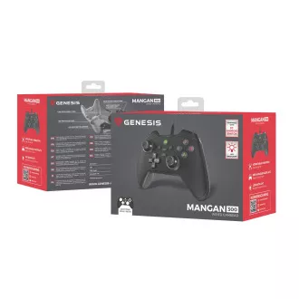Genesis MANGAN 300 vezetékes gamepad, PC/Switch/Mobilhoz, fekete