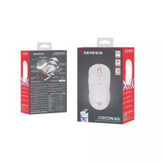 Genesis Gaming vezeték nélküli egér ZIRCON XIII/Gaming/Optikai/26,000 DPI/Vezeték nélküli USB/Fehér