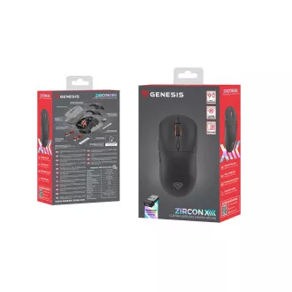 Genesis Gaming vezeték nélküli egér ZIRCON XIII/Gaming/Optikai/26,000 DPI/Vezeték nélküli USB/Fekete