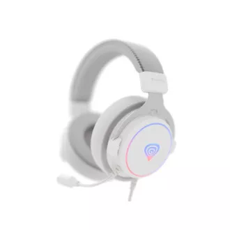 Játékos fejhallgató mikrofonnal Genesis NEON 764/7.1/USB/Wire/Stand/White