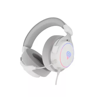 Játékos fejhallgató mikrofonnal Genesis NEON 764/7.1/USB/Wire/Stand/White