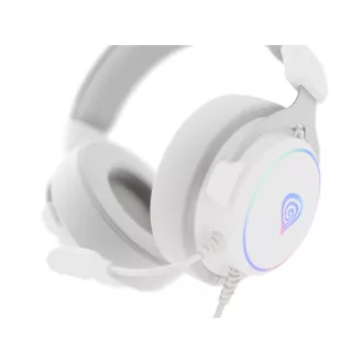Játékos fejhallgató mikrofonnal Genesis NEON 764/7.1/USB/Wire/Stand/White