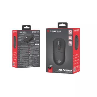 Genesis Gaming egér ZIRCON 660/Gaming/Optikai/12,000 DPI/Vezeték nélküli/Fekete