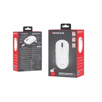 Genesis Gaming egér ZIRCON 660 PRO/Német/Optikus/jobbkezes/26,000 DPI/Vezeték nélküli vezeték nélküli/Fehér