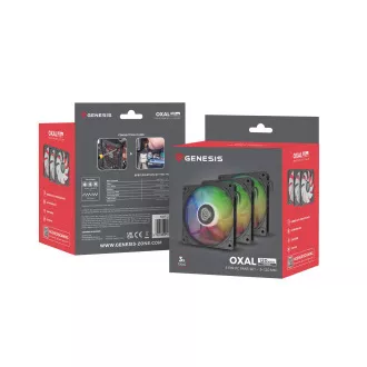 Fan Genesis OXAL 120 ARGB, 3-Pack, fekete