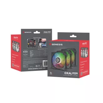 Fan Genesis OXAL 120 ARGB, 3-Pack, fekete