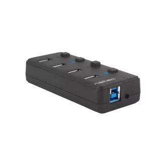 Natec Mantis 2 aktív hub töltési funkcióval 4x USB 3.0 HUB, kapcsoló, hálózati adapter