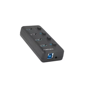 Natec Mantis 2 aktív hub töltési funkcióval 4x USB 3.0 HUB, kapcsoló, hálózati adapter