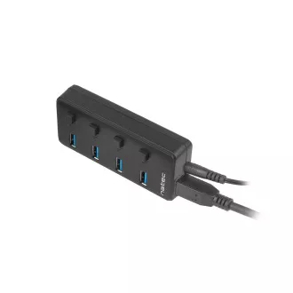 Natec Mantis 2 aktív hub töltési funkcióval 4x USB 3.0 HUB, kapcsoló, hálózati adapter