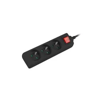 Lanberg PS1 hosszabbítókábel, 3 aljzat, 3m kapcsoló, fekete Lanberg PS1 hosszabbítókábel, 3 aljzat, 3m kapcsoló, fekete