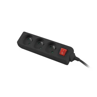 Lanberg PS1 hosszabbítókábel, 3 aljzat, 3m kapcsoló, fekete Lanberg PS1 hosszabbítókábel, 3 aljzat, 3m kapcsoló, fekete