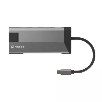 Natec többportos adapter FOWLER PLUS HUB 8v1, USB 3.0 3X, HDMI 4K, USB-C PD, RJ45, SD, MICRO