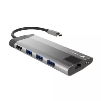 Natec többportos adapter FOWLER PLUS HUB 8v1, USB 3.0 3X, HDMI 4K, USB-C PD, RJ45, SD, MICRO