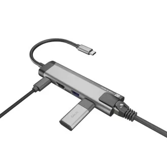 Natec multiport adapter FOWLER GO HUB 5in1, 2X USB 3.0 HUB, HDMI 4K, USB-C PD, RJ45