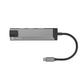 Natec multiport adapter FOWLER GO HUB 5in1, 2X USB 3.0 HUB, HDMI 4K, USB-C PD, RJ45