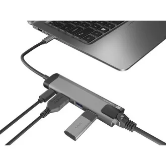 Natec multiport adapter FOWLER GO HUB 5in1, 2X USB 3.0 HUB, HDMI 4K, USB-C PD, RJ45