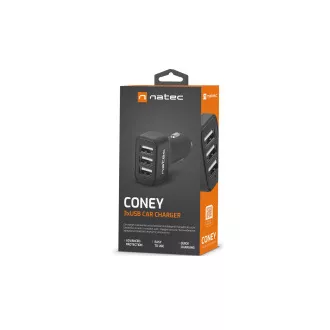 Natec autós töltő CONEY, 2XUSB, 1XUSB-C, 84W