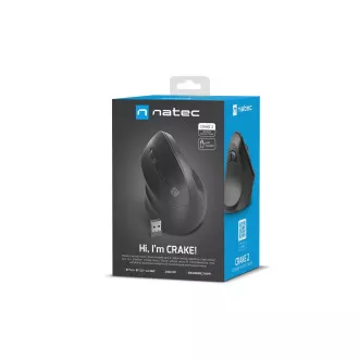 Natec CRAKE 2/Office/Optikai/Balkezes/2 400 DPI/USB BT/Fekete