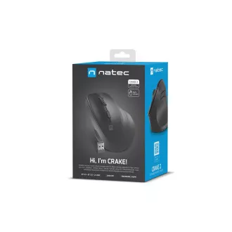 Natec CRAKE 2/Office/Optikai/jobbkezes/2 400 DPI/USB BT/Fekete