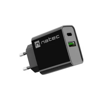 Univerzális töltő Natec RIBERA 20W 1X USB-A   1X USB-C, fekete
