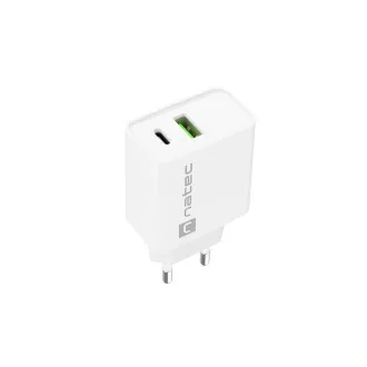 Univerzális töltő Natec RIBERA 20W 1X USB-A   1X USB-C, fehér színben