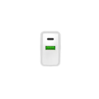 Univerzális töltő Natec RIBERA 20W 1X USB-A   1X USB-C, fehér színben
