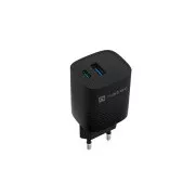 Univerzális USB-töltő Natec RIBERA GaN 30 W, 1X USB-A, 1X USB-C, fekete színű