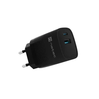 Univerzális USB-töltő Natec RIBERA GaN 30 W, 1X USB-A, 1X USB-C, fekete színű