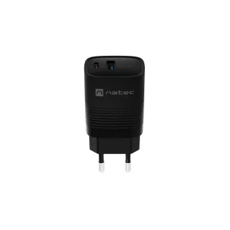 Univerzális USB-töltő Natec RIBERA GaN 30 W, 1X USB-A, 1X USB-C, fekete színű