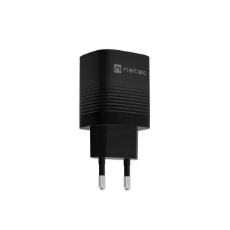 Univerzális USB-töltő Natec RIBERA GaN 30 W, 1X USB-A, 1X USB-C, fekete színű