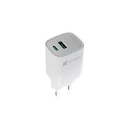 Univerzális USB töltő Natec RIBERA GaN 30W, 1X USB-A, 1X USB-C, fehér