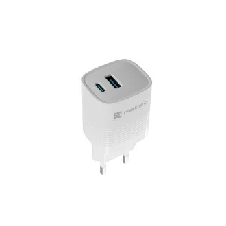 Univerzális USB töltő Natec RIBERA GaN 30W, 1X USB-A, 1X USB-C, fehér