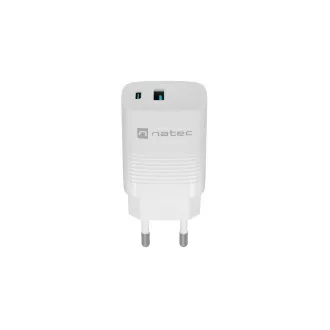 Univerzális USB töltő Natec RIBERA GaN 30W, 1X USB-A, 1X USB-C, fehér