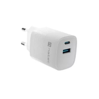 Univerzális USB töltő Natec RIBERA GaN 30W, 1X USB-A, 1X USB-C, fehér