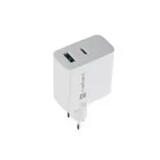 Univerzális USB töltő Natec RIBERA GaN 45W, 1X USB-A, 1X USB-C, fehér