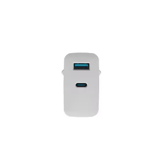 Univerzális USB töltő Natec RIBERA GaN 45W, 1X USB-A, 1X USB-C, fehér