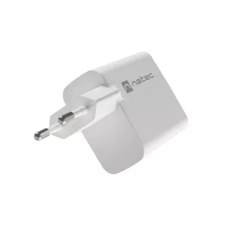 Univerzális USB töltő Natec RIBERA GaN 45W, 1X USB-A, 1X USB-C, fehér