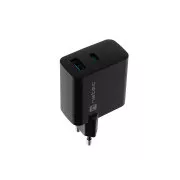 Univerzális USB töltő Natec RIBERA GaN 45W, 1X USB-A, 1X USB-C, fekete