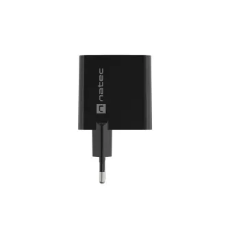 Univerzális USB töltő Natec RIBERA GaN 45W, 1X USB-A, 1X USB-C, fekete