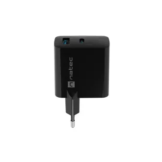 Univerzális USB töltő Natec RIBERA GaN 45W, 1X USB-A, 1X USB-C, fekete