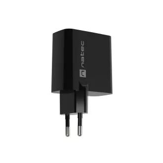 Univerzális USB töltő Natec RIBERA GaN 45W, 1X USB-A, 1X USB-C, fekete