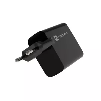 Univerzális USB töltő Natec RIBERA GaN 45W, 1X USB-A, 1X USB-C, fekete