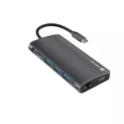 Natec multiport adapter FOWLER 2 3X USB 3.0 HUB, HDMI 4K, USB-C, RJ45, SD, MICRO SD