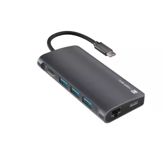 Natec multiport adapter FOWLER 2 3X USB 3.0 HUB, HDMI 4K, USB-C, RJ45, SD, MICRO SD