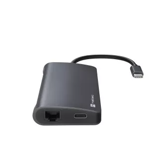 Natec multiport adapter FOWLER 2 3X USB 3.0 HUB, HDMI 4K, USB-C, RJ45, SD, MICRO SD