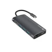 Natec multiport adapter FOWLER 2 3X USB 3.0 HUB, HDMI 4K, USB-C, RJ45, SD, MICRO SD