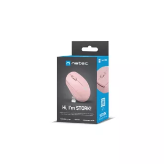 Egér Natec STORK/Office/Optikai/1 600 DPI/Vezeték nélküli USB/Rózsaszín