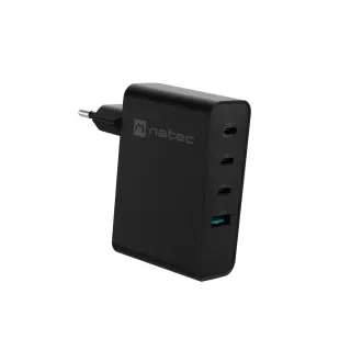Univerzális USB töltő Natec GaN 100W, 3X USB-C, 1X USB-A, Fekete