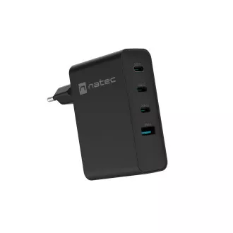 Univerzális USB töltő Natec GaN 100W, 3X USB-C, 1X USB-A, Fekete
