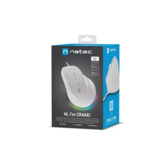 Natec CRAKE 2 PRO Függőleges egér/Vertikális/Optikus/Jobbkezes/12 400 DPI/Vezeték nélküli USB-A/Fehér